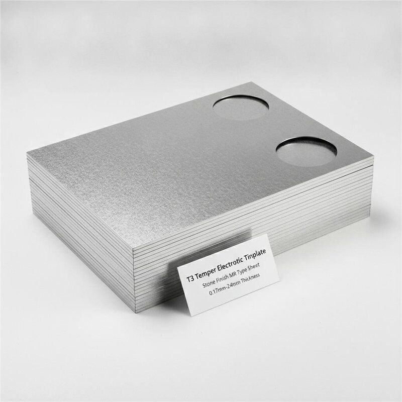T3 Temperature Electrolytic Tinplate Stone Finish MR Type Sheet for Round Food Can Closure Lid 0,17 mm-0,24 mm grubość
